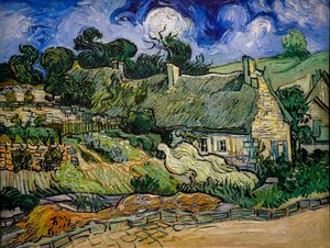 Hus med stråloft i Cordeville af Vincent van Gogh