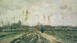 Landskab med kirke og huse, Nuenen, 1885 af Vincent van Gogh