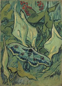 Den store grønne påfugl (dødens hovedsfinx) - Maleri af Vincent van Gogh (1853-1890), olie på lærred (33,5x24,5 cm) af Vincent van Gogh