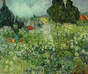 Mlle Gachet i sin have i Auvers-sur-Oise ... (olie på lærred) af Vincent van Gogh
