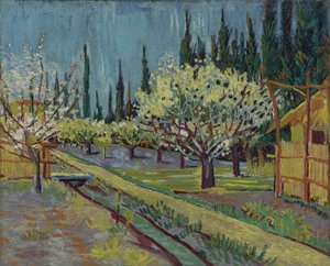 Frugthave omkranset af cypresser af Vincent van Gogh
