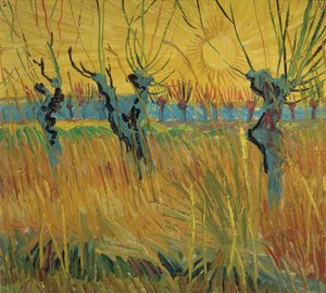 Pigepile og solnedgang af Vincent van Gogh