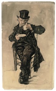 Poorhouse Dweller in Top Hat drikker en kop kaffe, 1882 af Vincent van Gogh