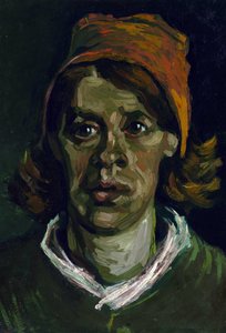 ""Portræt af en bondekvinde med rød hætte"" (hoved af en bondekvinde med rød hætte) Maleri af Vincent van Gogh (1853-1890) af Vincent van Gogh