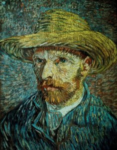 Selvportræt med stråhat af Vincent van Gogh