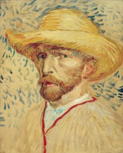 Selvportræt med stråhat og maler kittel af Vincent van Gogh