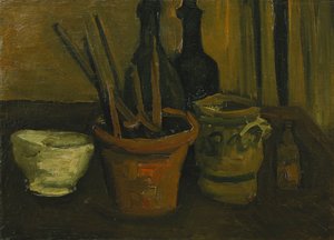 Stilleben med børster i en urtepotte; Stilleben med børster i en urtepotte, 1884 af Vincent van Gogh