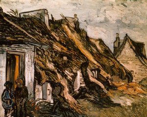 Stråtækte hytter i Chaponval af Vincent van Gogh