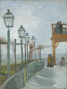 Terrasse og observationsdæk ved Moulin de Blute-Fin, Montmartre, tidligt i 1887 af Vincent van Gogh