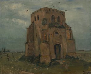 Det gamle kirketårn i Nuenen (bøndernes kirkegård) af Vincent van Gogh