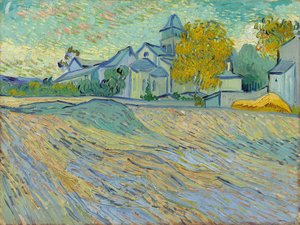 Udsigt over asylet og kapellet i Saint-Remy, 1889 af Vincent van Gogh