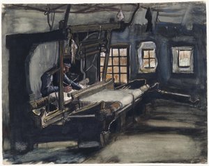 Weaver (tisserand) af Gogh, Vincent, van (1853-1890). Pen, pensel, akvarel, indisk blæk på papir, størrelse: 35,5x44,6 af Vincent van Gogh