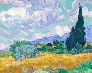 Hvedemark med cypresser af Vincent van Gogh