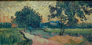 To pæretræer og slottet Auvers (landskab i af Vincent van Gogh