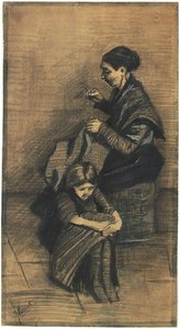 Sien,-Siddende på en kurv,-med en pige F1072 Vincent van Gogh af Vincent van Gogh