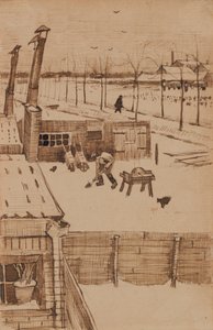 Udsigt fra vinduet til Vincents -studiet om vinteren I (1883) af Vincent van Gogh