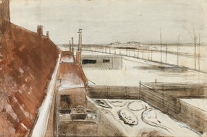 Udsigt fra vinduet til Vincents -studiet om vinteren II (1883) af Vincent van Gogh