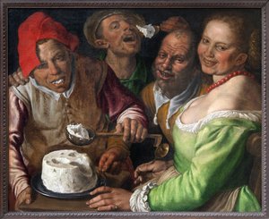 Ricotta Eaters, maleri af Vincenzo Campi (1536-1591). Fotografi, KIM Youngtae, Lyon, Musee des Beaux Arts de Lyon.
