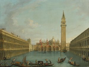 Udsigt over den oversvømmede Piazza San Marco