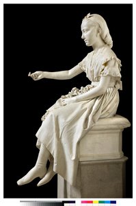 Portræt af Marquise Virginia Busti Porro som en ung pige eller ung dame, der tilbyder en blomst