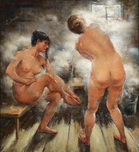 I et russisk dampbad, 1918. af Vitali Gavrilovich Tikhov
