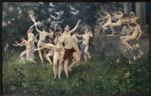 Forårsfestival (allegorisk scene). Maleri af Karel Vitezslav Masek (1865-1927), olie på lærred af Vitezlav Karel Masek