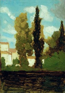 Studie af en landsby, ca. 1860 (olie på karton) af Vito d