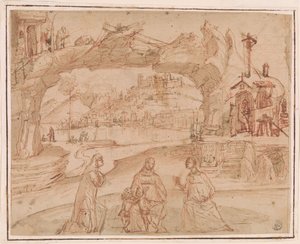 Carpaccio - Jomfru og barn med helgener i et landskab, ca. 1500-1510 af Vittore Carpaccio