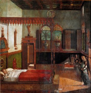 Cyklus af Saint Ursulas liv: drømmen om Saint Ursula. (Maleri af Vittore Carpaccio