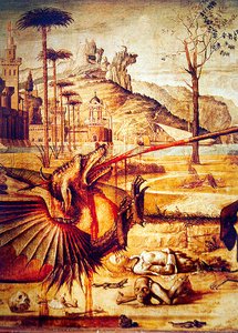 Detalje af St. George, der dræber dragen, ca. 1502-07 af Vittore Carpaccio