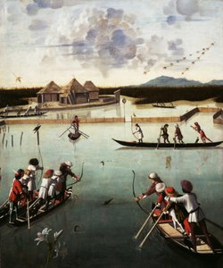 Jagt på lagunen, ca.1490-5 (olie på panel)