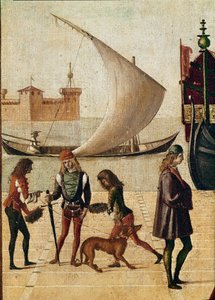Legenden om St. Ursula: detaljeret ankomst af ambassadørerne (fra den gyldne legende af Jacopo da Varagine) (temperaa på lærred af Vittore Carpaccio