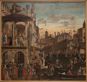 Det hellige kors mirakel ved Ponte di Rialto, ca. 1496. af Vittore Carpaccio