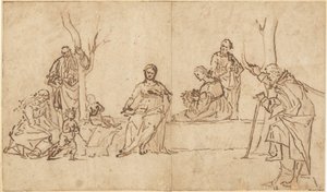 Madonnaen og barnet med hellige i et landskab (Sacra Conversazione) af Vittore Carpaccio