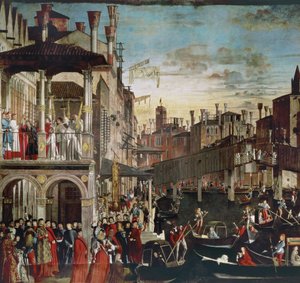 Miraklet af relikvie fra det sande kors på Rialtobroen, 1496 af Vittore Carpaccio