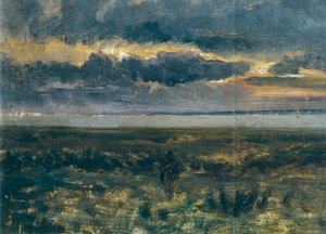 Solnedgang over havet af Vittorio Avondo (1836-1910)