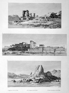 Ødelagte templer i Philae, Egypten, 1802