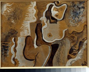 Abstrakt komposition - Værk af Vladimir Davidovich Baranov Rossine (Baranov-Rossine) (Wladimir Daniel Baranoff Rossine (Baranoff-Rossine) (1888-1944), gouache på pap (24x31 cm), ca. 1913 - Abstrakt komposition, gouache på pap af Vladimir Davi