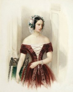 Portræt af hertuginde Alexandra Nikolajevna af Rusland (1825-1844) Prinsesse af Hessen Kassel"" (storhertuginde Alexandra Nikolaevna af Rusland) Maleri af Vladimir Ivanovich Hau (Gau) (1816-1895) ca. 1840 Sankt Petersborgs statsfriluftsmuseum Peterhof