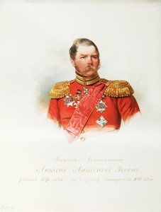 Portræt af general Anton Antonovich von Essen (1797-1863) (Fra albummet med de kejserlige hestevagter) - Hau (Gau), Vladimir Ivanovich (1816-1895) - 1846-1849 - Akvarel på papir - Institut for russisk litteratur IRLI ( Pushkin-huset), Skt. Petersborg af Vladimir Ivanovich Hau
