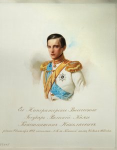 Portræt af storhertug Konstantin Nikolaevich af Rusland (1827-1892) (Fra albummet med de kejserlige hestevagter) - Hau (Gau), Vladimir Ivanovich (1816-1895) - 1846-1849 - Akvarel på papir - Institut for russisk litteratur IRLI (Pushkin-Huset), St. Peter af Vladimir Ivanovich Hau