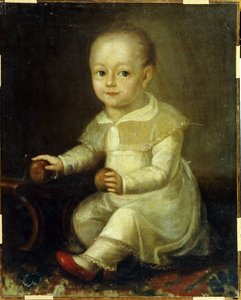 Portræt af et barn med æbler. (Portræt af et barn med æbler). Maleri af Vladimir Lukitch Borovikovsky (eller Borovikovsky) (1757-1825) af Vladimir Lukich Borovikovsky
