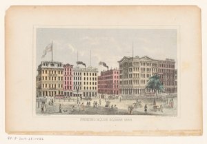 Park Row, Manhattan Trykkeriets plads 1868 (titel på objekt) af W.C. Rogers and Co.