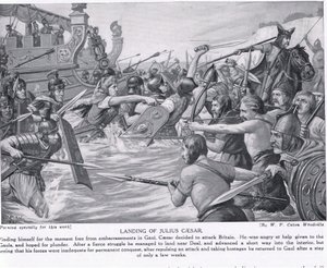 Landing af Julius Cæsar, illustration fra 
