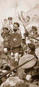 Highlanders ved slaget ved Killiecrankie, 27. juli 1689 (litho)