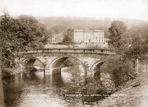 Chatsworth House og broen over floden Derwent, Derbyshire, 1853 af WR and S