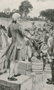 Guvernør Phillip talte til de første australske bosættere ved landgangen i Sydney Cove af W.S. Stacey