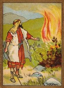 Moses og den brændende busk (farvelitografi) af W.S. Stacey