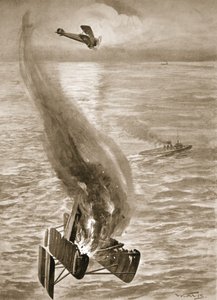 Ødelæggelsen af et tysk vandfly af Flight-Sub-Lieutenant Ince ud for den belgiske kyst af W. Avis