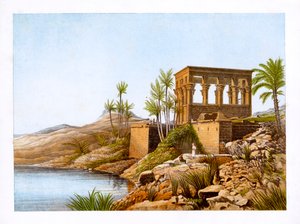 Egyptisk tempel ved Nilen, Egypten, c1870.